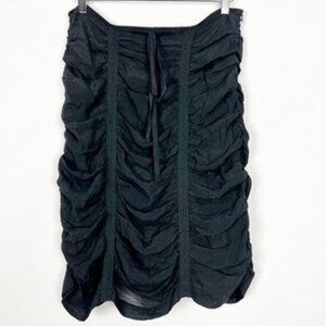 NWT Solitaire Ruched Draped Midi Skirt Dark Fairycore Whimsigoth Black Size L